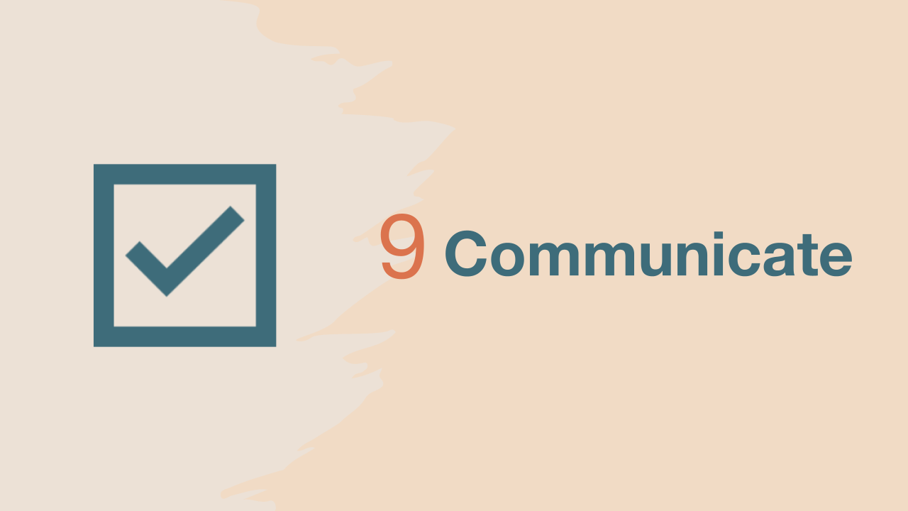 Check mark in box icon for communicate graphic