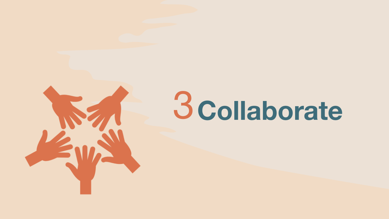 Hands in a circle icon for collaborate graphic